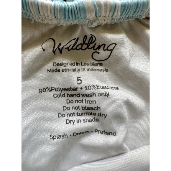 Wildling By Well Dressed Wolf Cabana Blue Stripe Skirted One-Piece Swimsuit 5 - Picture 5 of 6